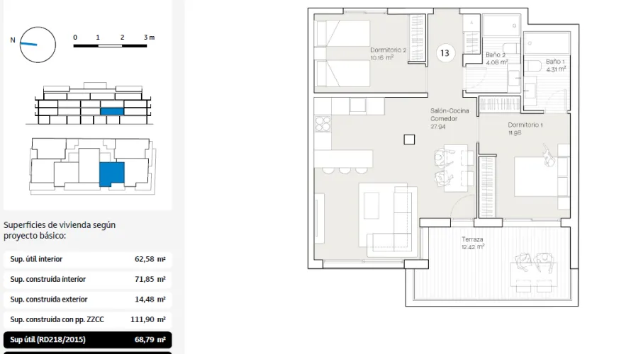 Apartamento de 2 dormitorios en Rincón de la Victoria, Spain No. 341 № 9