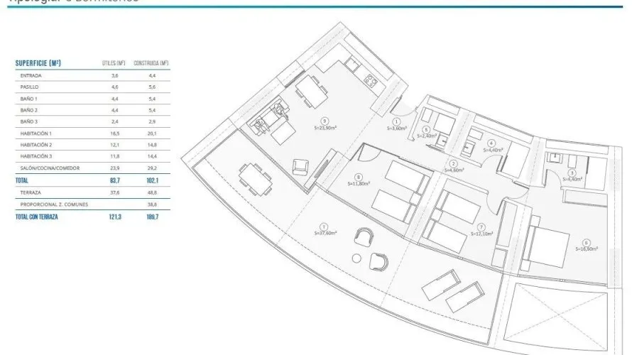 Apartamento de 2 dormitorios en Benidorm, España No. 1787 № 5