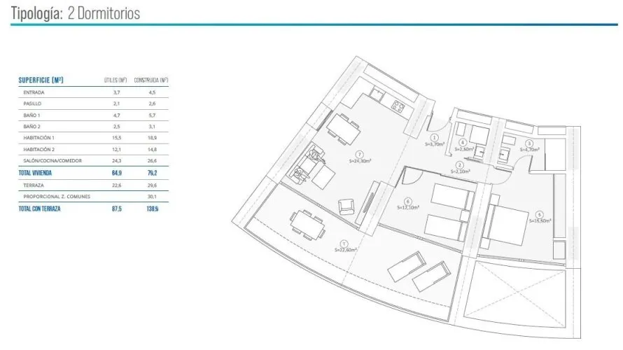 Apartamento de 2 dormitorios en Benidorm, España No. 1787 № 4