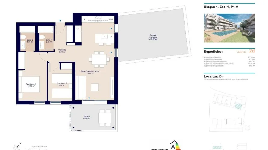 Apartment de 2 chambres à San Juan, Espagne No. 3451