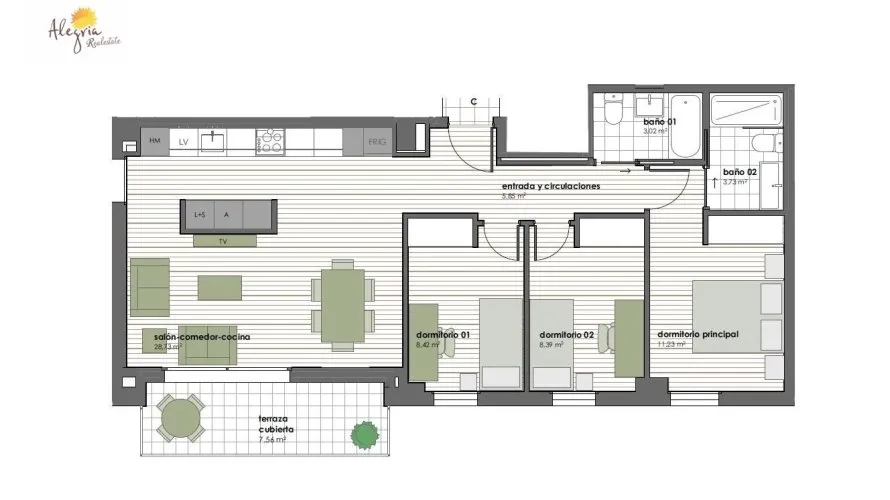 Квартира с 1 спальней в Валенсия, Испания №1507 № 12