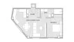 Планировка Квартиры с 1 спальней в ЖК ALEGRIA IV ALICANTE № 2754
